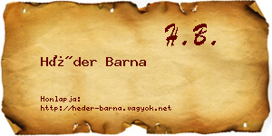 Héder Barna névjegykártya